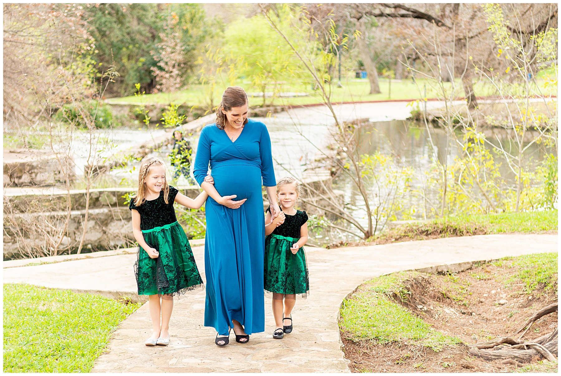 san antonio maternity photo in blue dress