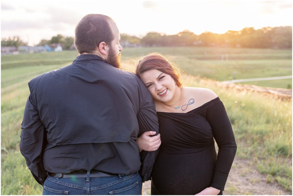 black dress outdoor maternity session in San Antonio with Sara Welburn Photographer
